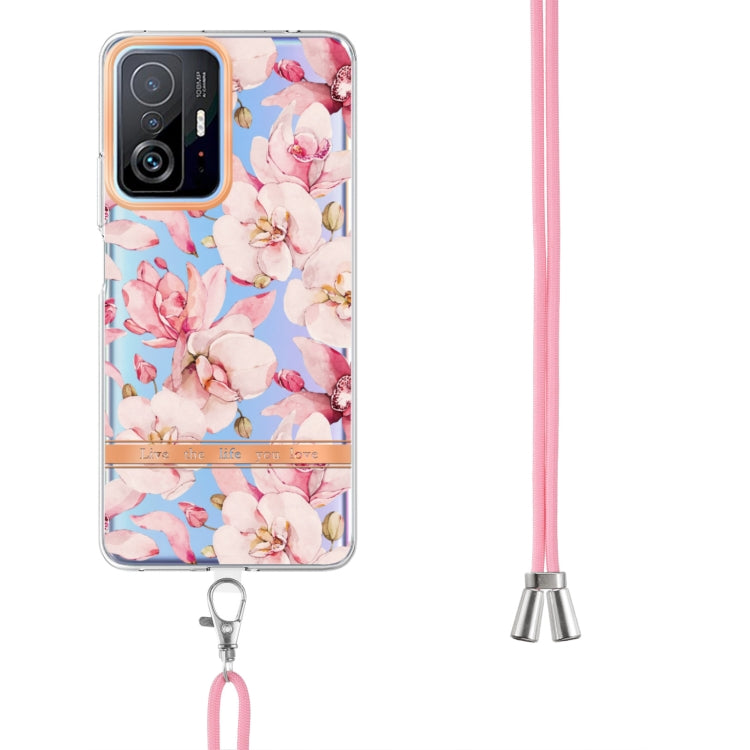 For Xiaomi Mi 11T Flowers Series TPU Phone Case with Lanyard
