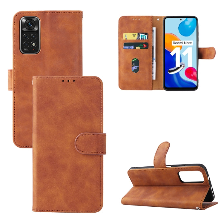 For Xiaomi Redmi Note 11 / Note 11S Global Skin Feel Magnetic Buckle Leather Phone Case
