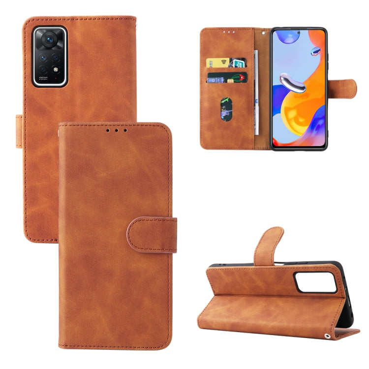 For Xiaomi Redmi Note 11 Pro 5G Foreign Version / Note 11 Pro+ 5G Skin Feel Magnetic Buckle Leather Phone Case
