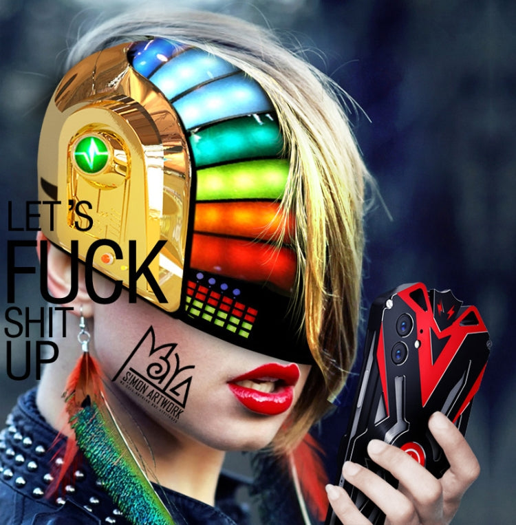 For iPhone 11 Hammer II Shockproof Metal Protective Case(Black Red)