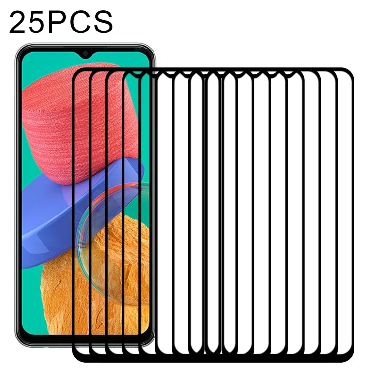 25 PCS Full Glue Screen Tempered Glass Film For Samsung Galaxy M33 / M23 / F23 / A13 / M13 / F13 / Jump2 / M13 4G / A23 5G