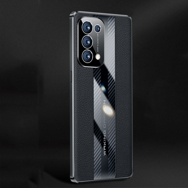 For OPPO Reno5 Racing Car Design Leather Electroplating Process Anti-fingerprint Protective Phone Case(Black)