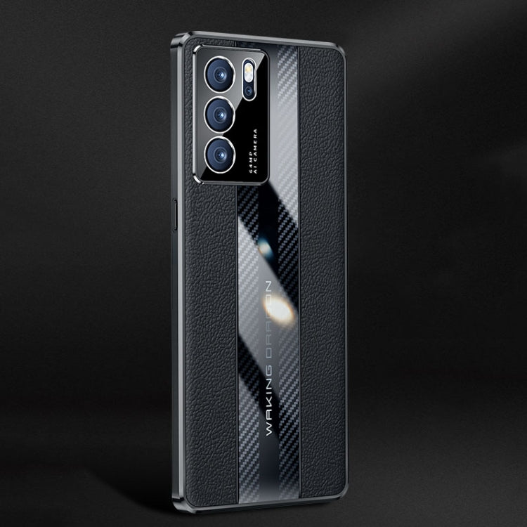 For OPPO Reno6 Pro Racing Car Design Leather Electroplating Process Anti-fingerprint Protective Phone Case