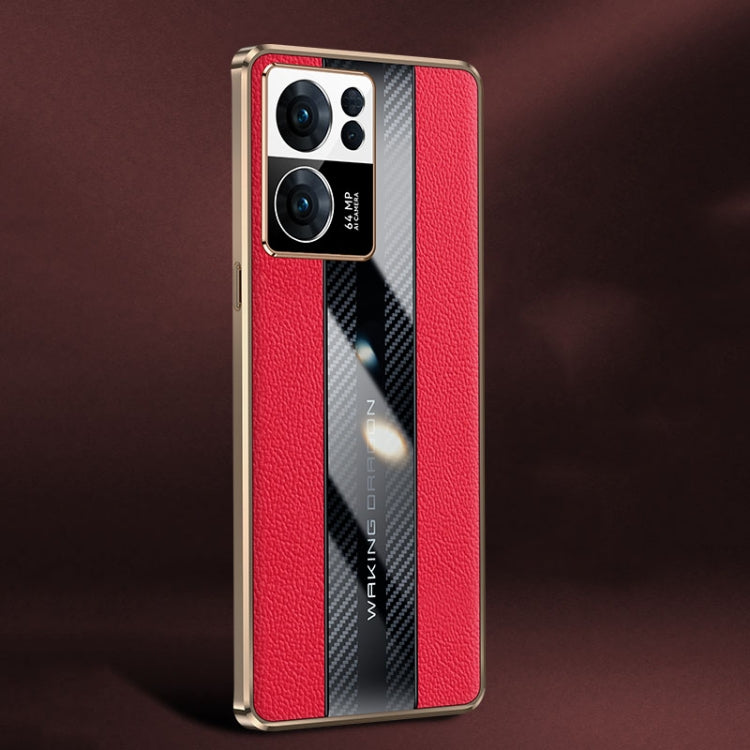 For OPPO Reno7 Racing Car Design Leather Electroplating Process Anti-fingerprint Protective Phone Case