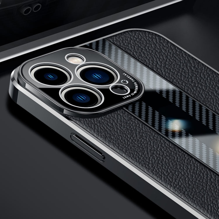 For iPhone 13 Racing Car Design Leather Electroplating Process Anti-fingerprint Protective Phone Case