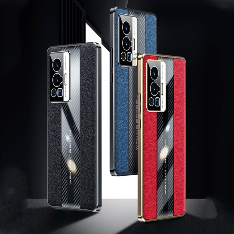 For vivo X60 Pro+ Racing Car Design Leather Electroplating Process Anti-fingerprint Phone Case(Red)