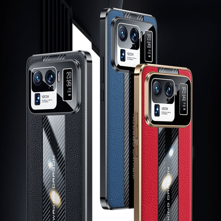 For Xiaomi Mi 11 Ultra Racing Car Design Leather Electroplating Process Anti-fingerprint Protective Phone Case(Blue)