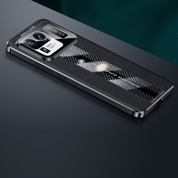 For Xiaomi Mi 11 Ultra Racing Car Design Leather Electroplating Process Anti-fingerprint Protective Phone Case(Blue)