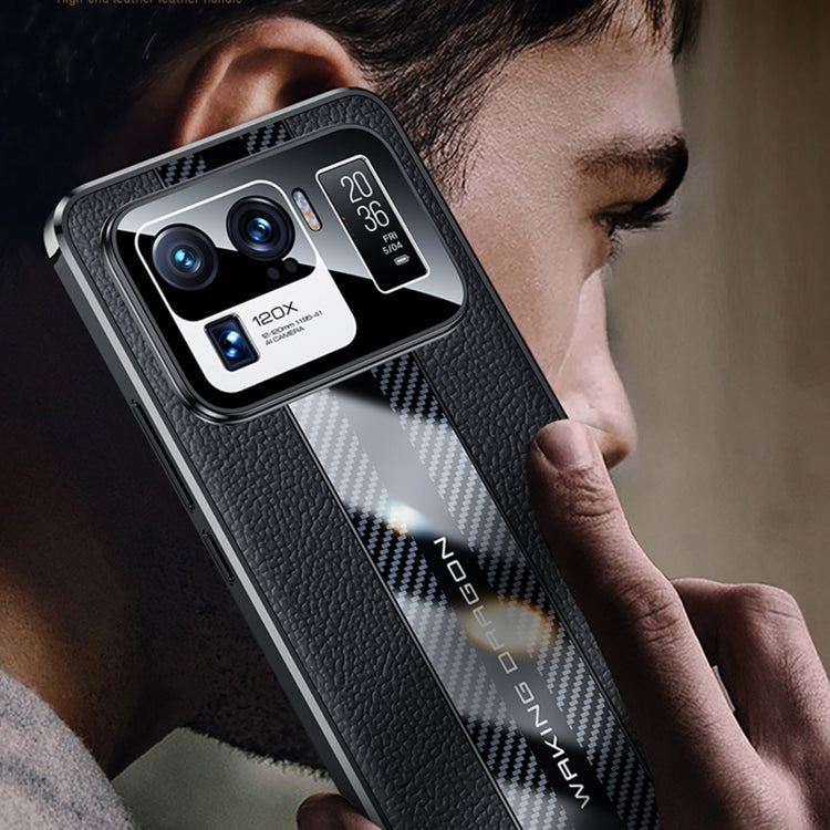 For Xiaomi Mi 11 Ultra Racing Car Design Leather Electroplating Process Anti-fingerprint Protective Phone Case(Blue)