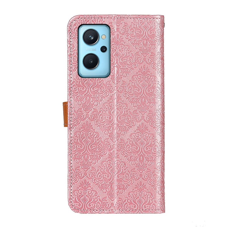 For OPPO Realme 9i / A36 4G / A76 4G / A96 4G European Floral Embossed Horizontal Flip Leather Phone Case