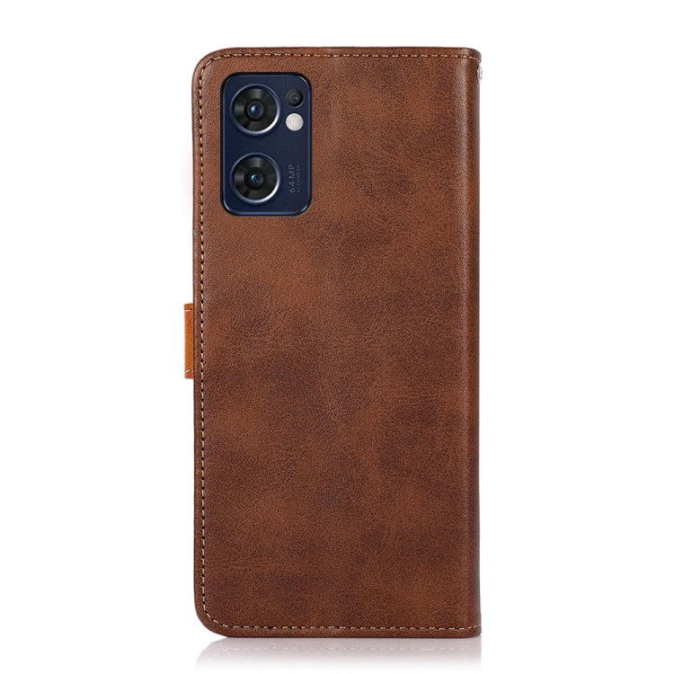 For OPPO Reno7 5G Global / Find X5 Lite KHAZNEH Dual-color Cowhide Texture Flip Leather Phone Case