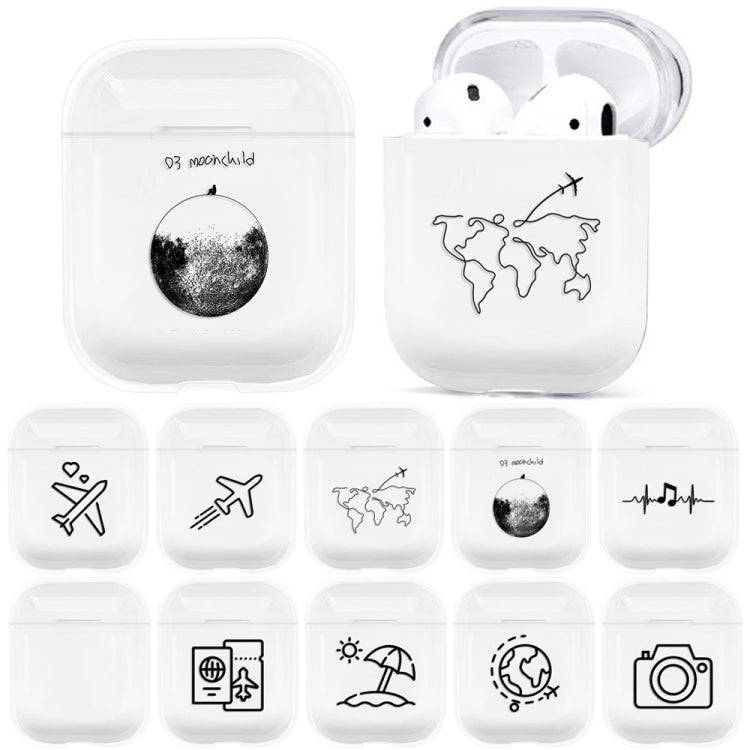 For AirPods 1 / 2 Stick Figure Mapping Transparent Earphone Protective Case