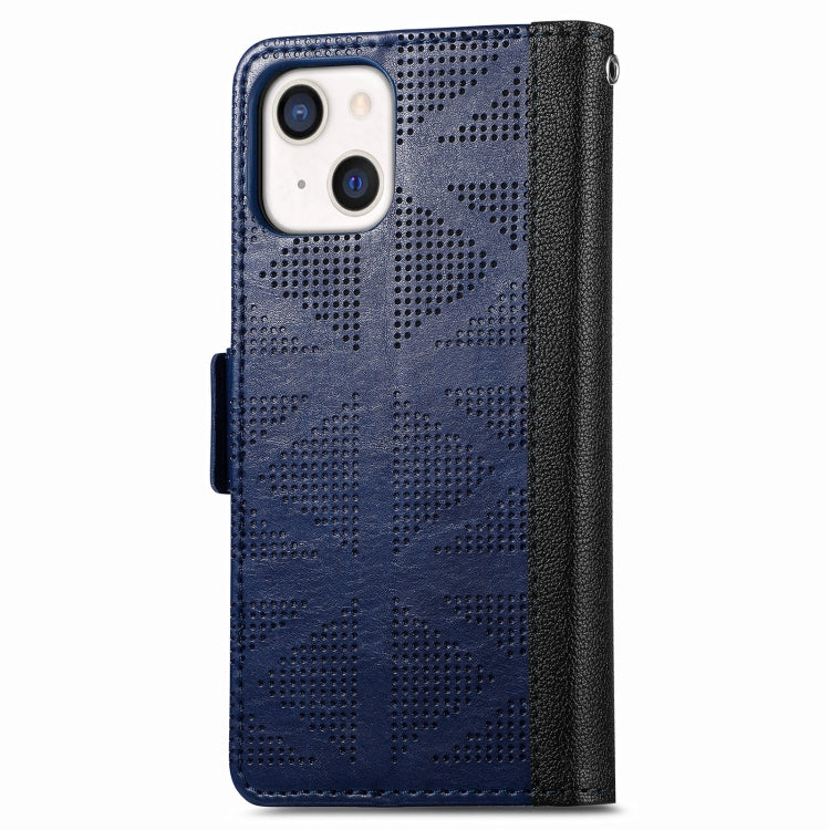 For iPhone 13 mini Grid Leather Flip Phone Case