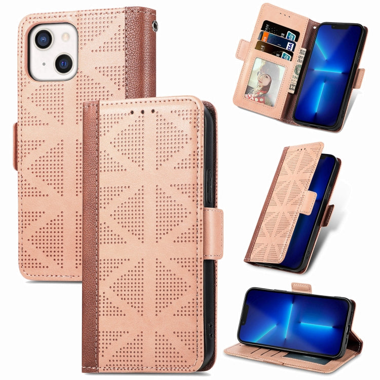 For iPhone 13 Grid Leather Flip Phone Case
