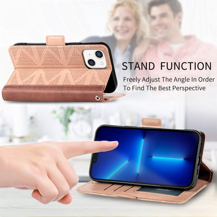 For iPhone 13 Grid Leather Flip Phone Case