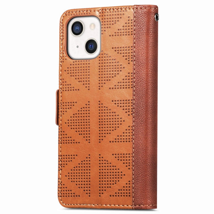 For iPhone 13 Grid Leather Flip Phone Case