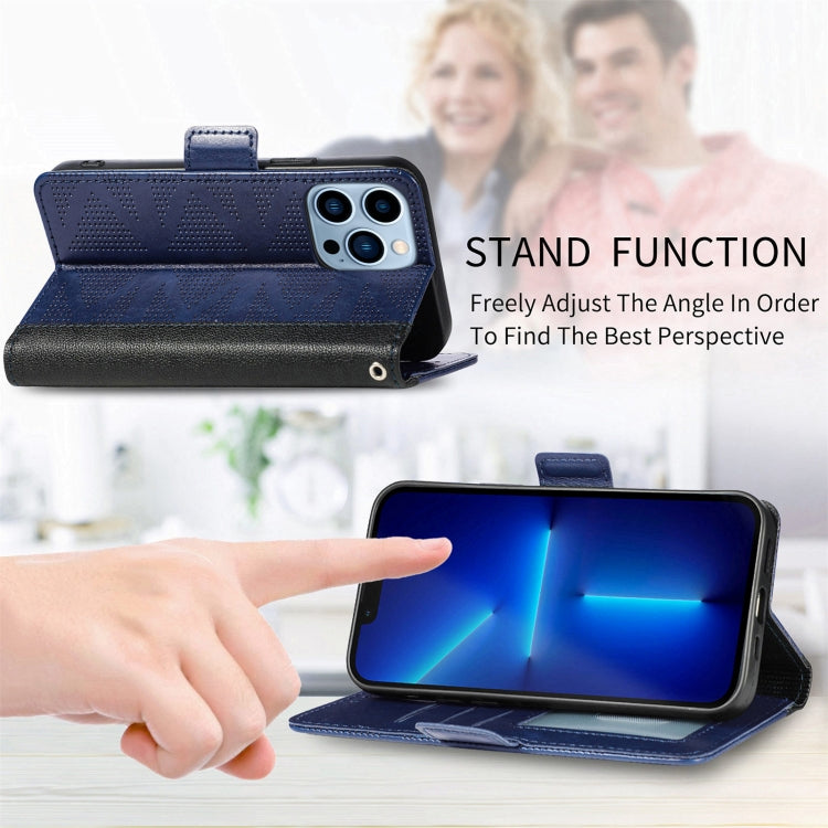 For iPhone 13 Pro Grid Leather Flip Phone Case