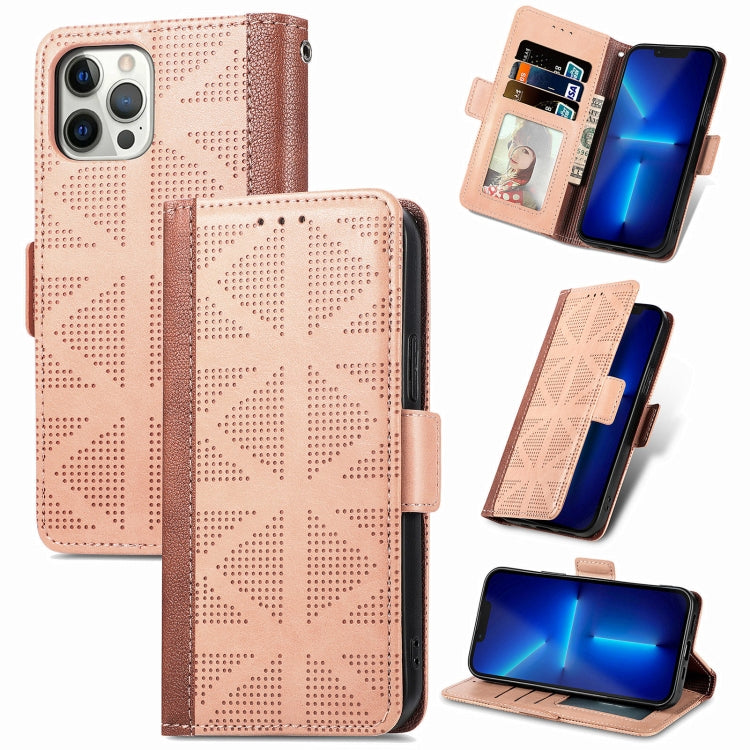 For iPhone 12 / 12 Pro Grid Leather Flip Phone Case
