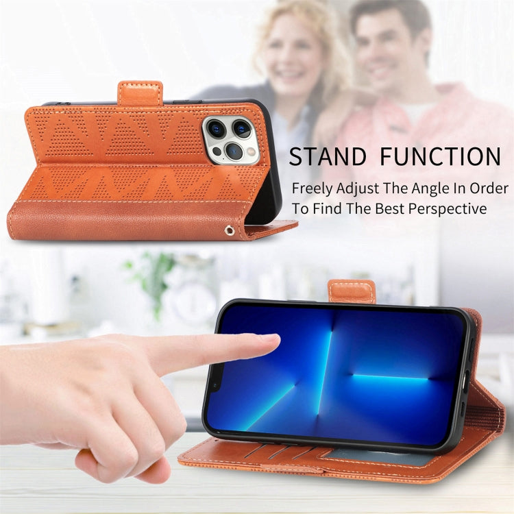 For iPhone 12 Pro Max Grid Leather Flip Phone Case