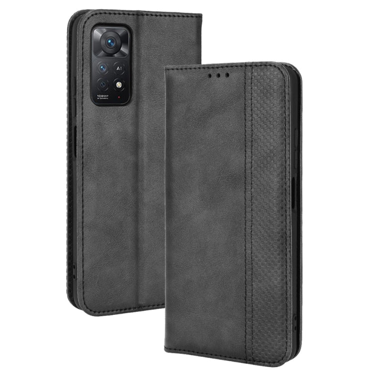 For Xiaomi Redmi Note 11 Pro 4G / 5G Overseas Version Magnetic Buckle Retro Crazy Horse Leather Phone Case