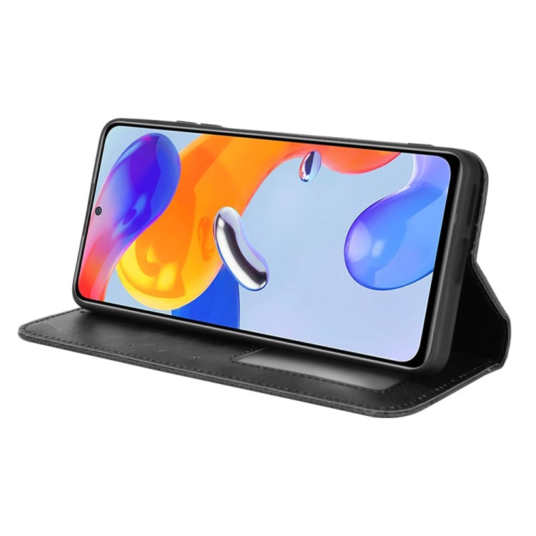 For Xiaomi Redmi Note 11 Pro 4G / 5G Overseas Version Magnetic Buckle Retro Crazy Horse Leather Phone Case