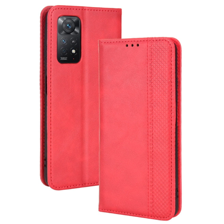 For Xiaomi Redmi Note 11 Pro 4G / 5G Overseas Version Magnetic Buckle Retro Crazy Horse Leather Phone Case