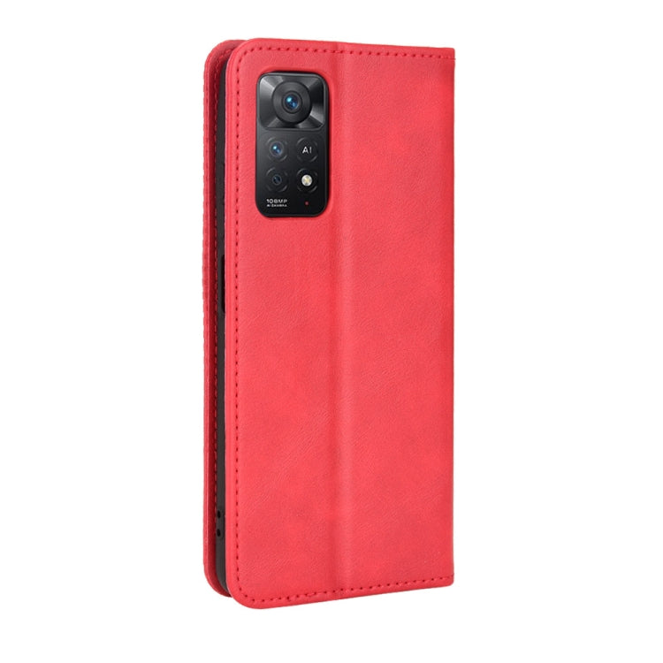 For Xiaomi Redmi Note 11 Pro 4G / 5G Overseas Version Magnetic Buckle Retro Crazy Horse Leather Phone Case