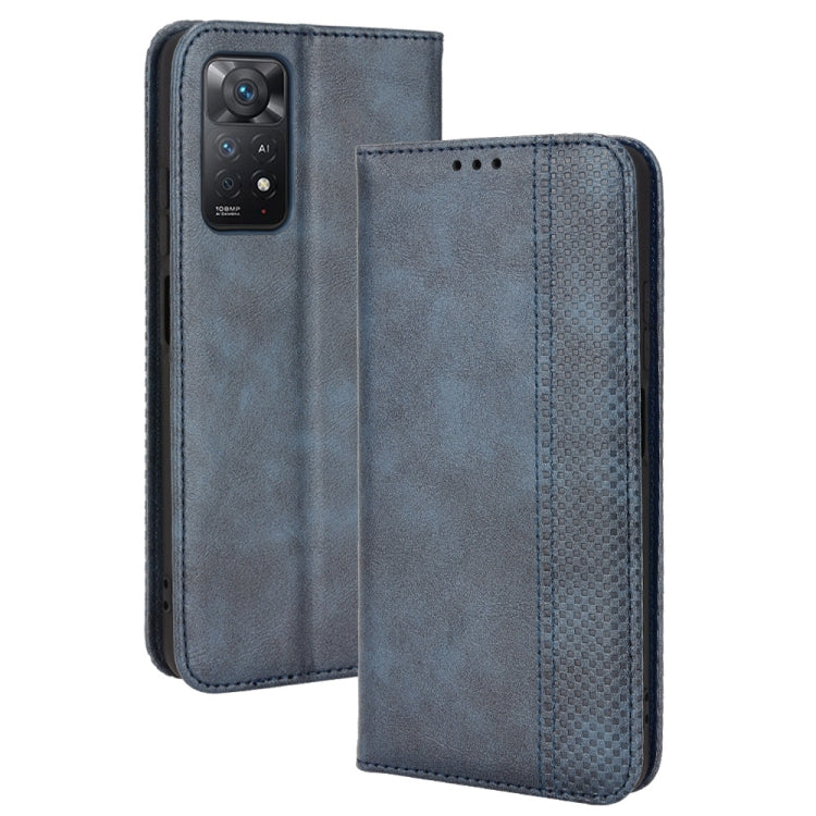 For Xiaomi Redmi Note 11 Pro 4G / 5G Overseas Version Magnetic Buckle Retro Crazy Horse Leather Phone Case