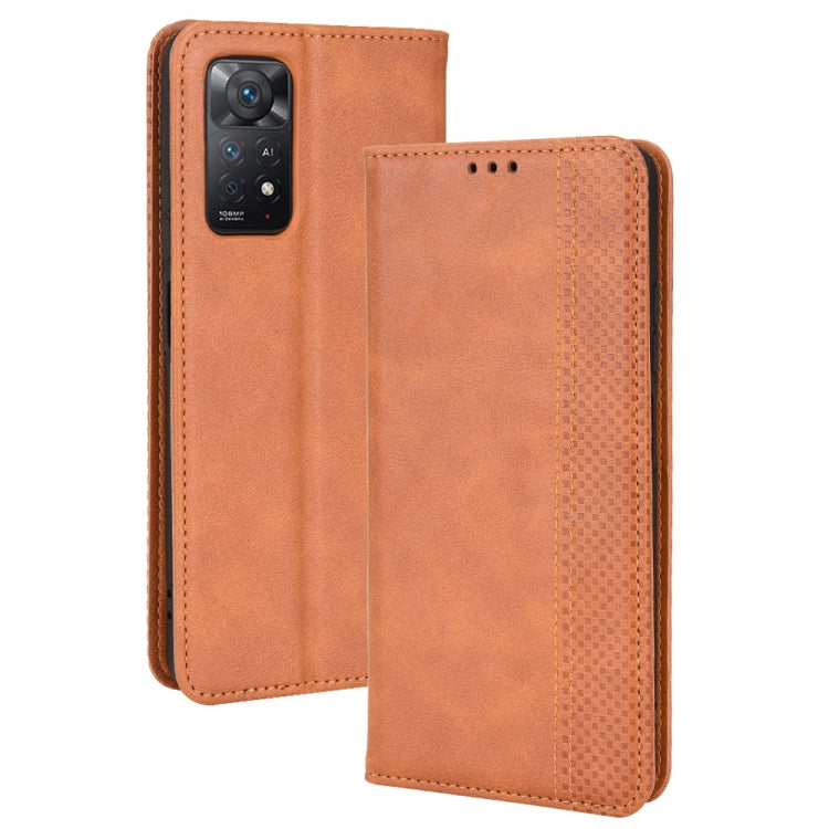 For Xiaomi Redmi Note 11 Pro 4G / 5G Overseas Version Magnetic Buckle Retro Crazy Horse Leather Phone Case