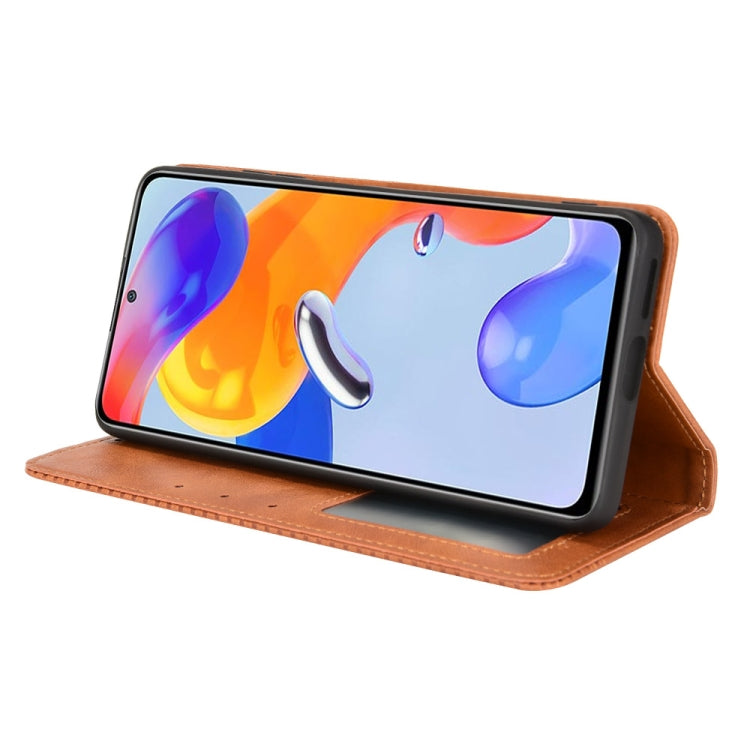 For Xiaomi Redmi Note 11 Pro 4G / 5G Overseas Version Magnetic Buckle Retro Crazy Horse Leather Phone Case