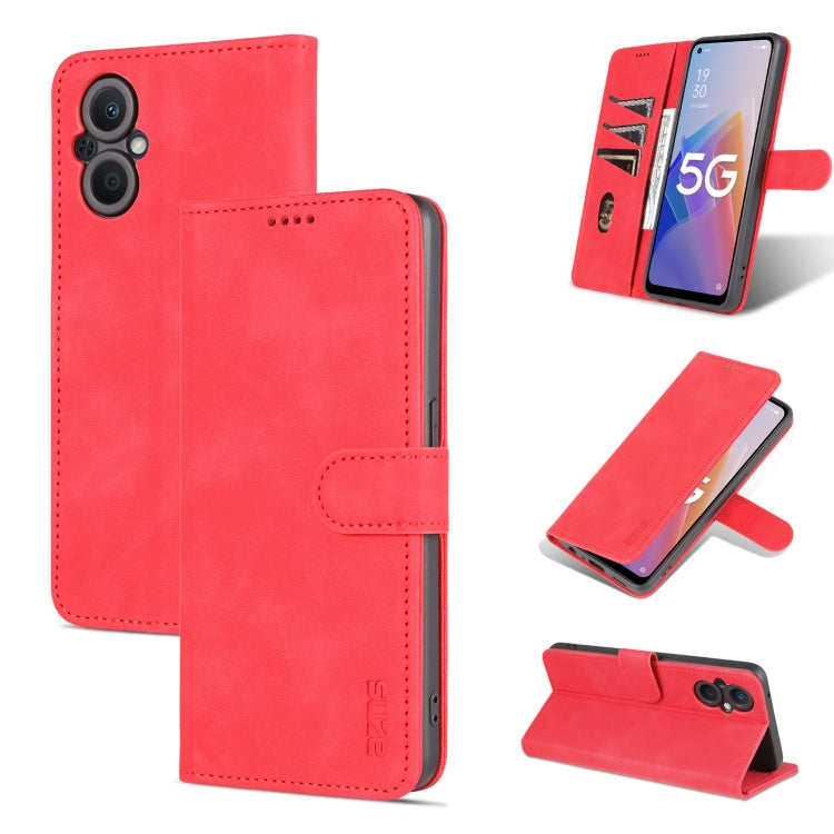For OPPO A96 5G / Reno7 5G Overseas Version & OnePlus Nord N20 5G AZNS Skin Feel Calf Texture Horizontal Flip Leather Phone Case