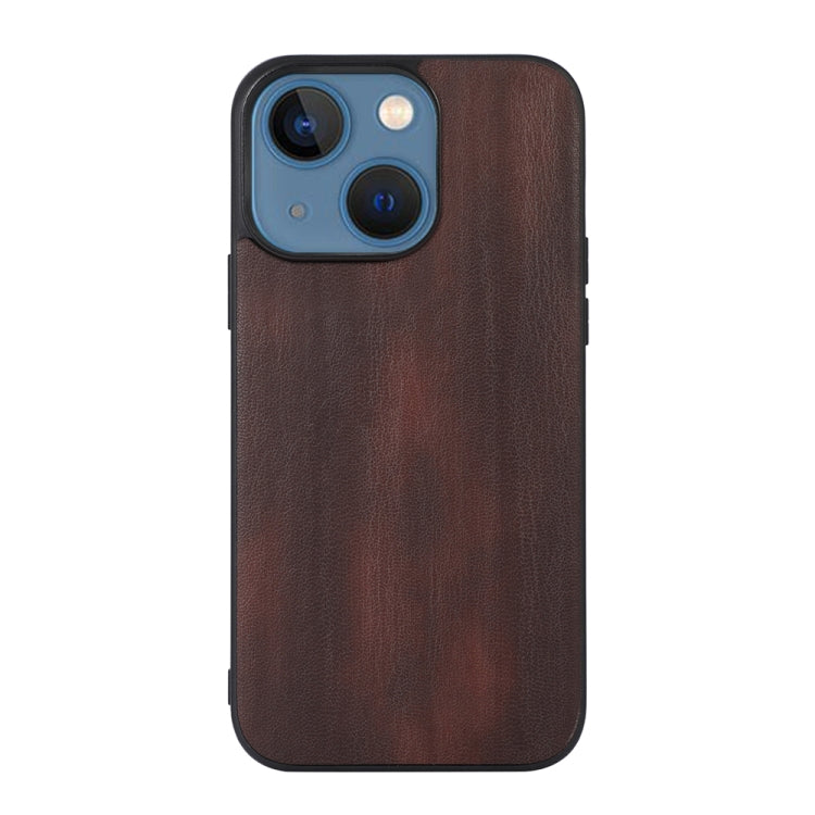 For iPhone 13 Yellow Cow Texture PU Phone Case