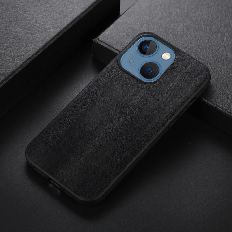 For iPhone 13 Yellow Cow Texture PU Phone Case