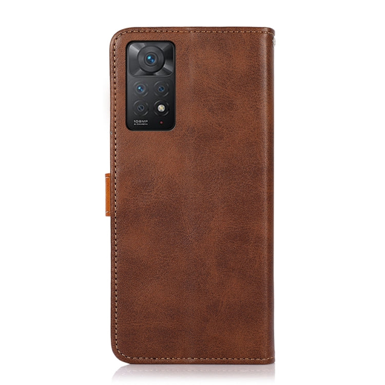 For Xiaomi Redmi Note 11 4G/5G Foreign Version KHAZNEH Dual-color Cowhide Texture Flip Leather Phone Case