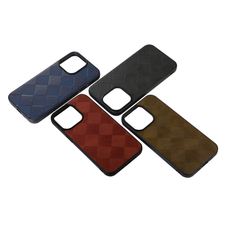 For iPhone 13 Pro Max Weave Plaid PU Phone Case