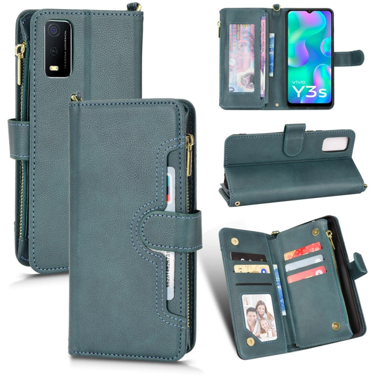 For vivo Y3s 2021 Litchi Texture Zipper Leather Phone Case