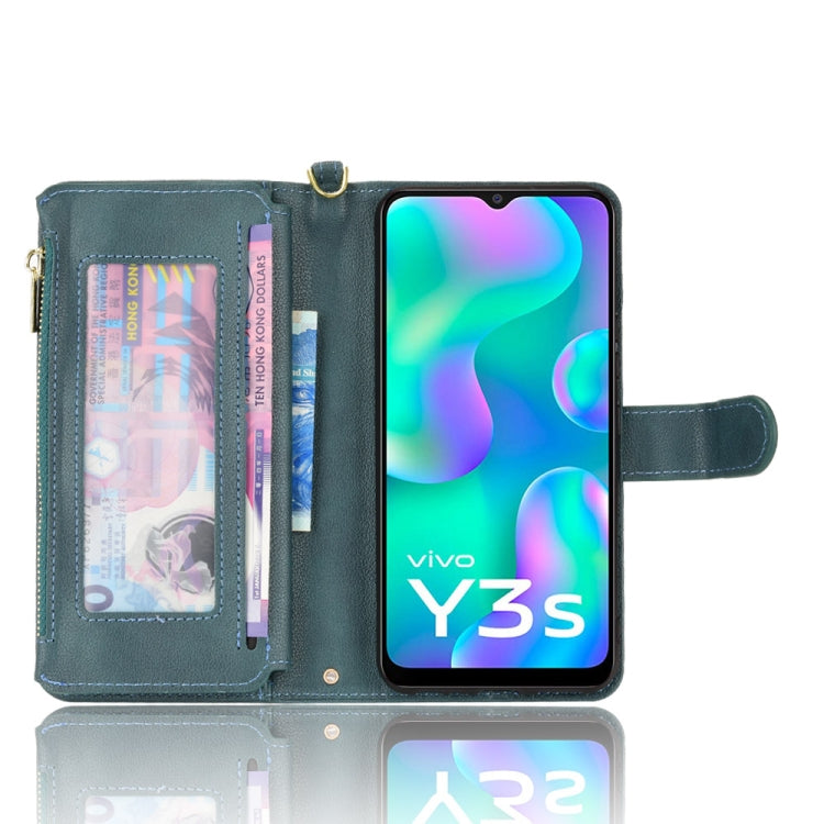 For vivo Y3s 2021 Litchi Texture Zipper Leather Phone Case