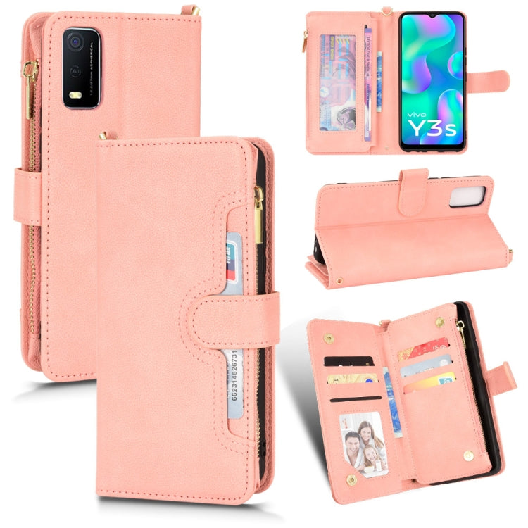 For vivo Y3s 2021 Litchi Texture Zipper Leather Phone Case