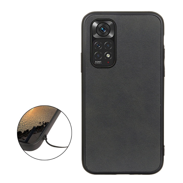 For Xiaomi Redmi Note 11 4G Global / Note 11S Accurate Hole Two-color Calf Texture Shockproof Phone Case