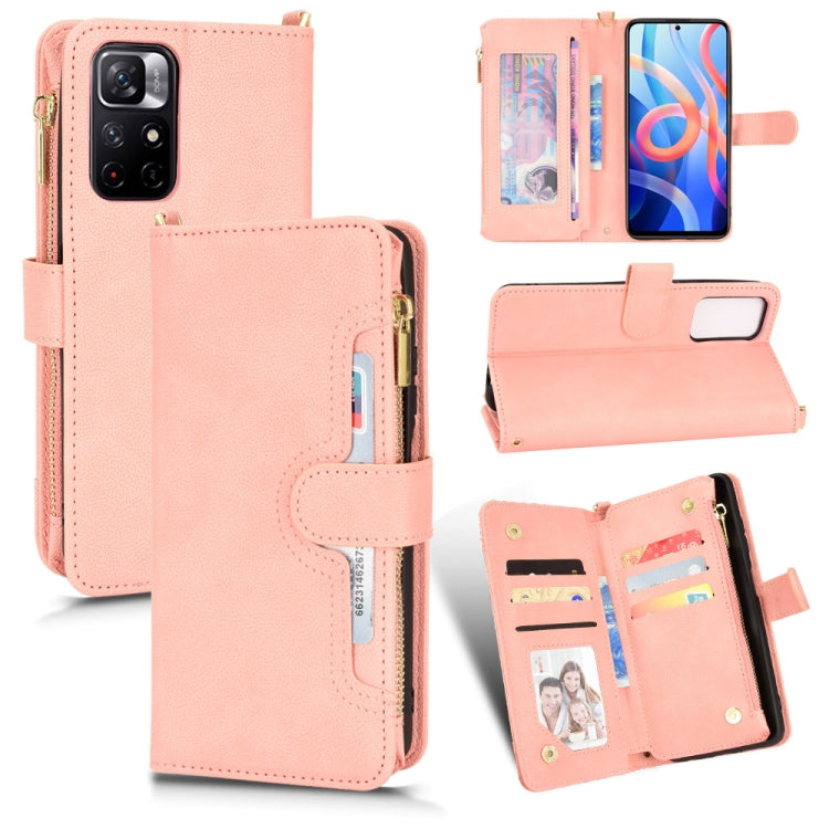 For Xiaomi Redmi Note 11 CN Version/Poco M4 Pro/Redmi 10 Zipper Bag Leather Phone Case