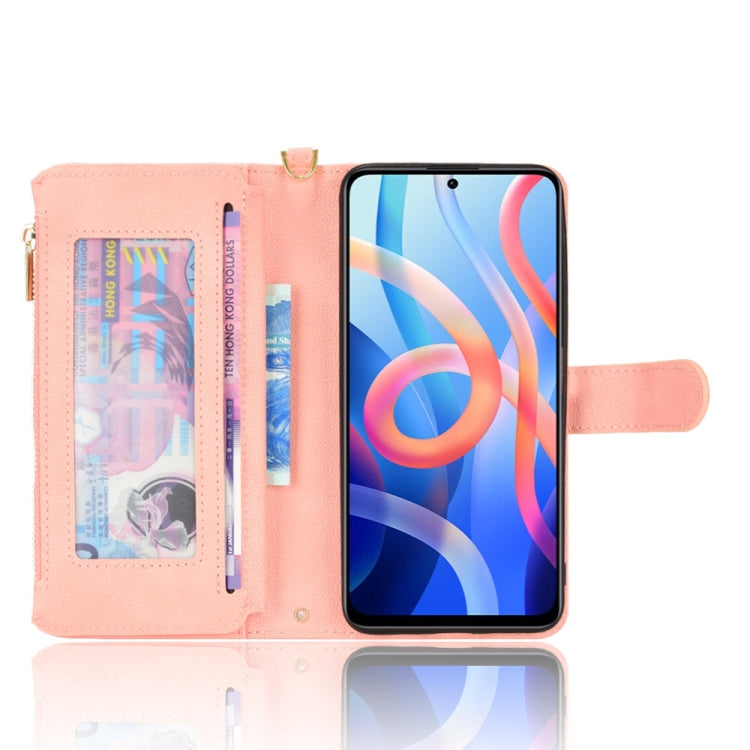 For Xiaomi Redmi Note 11 CN Version/Poco M4 Pro/Redmi 10 Zipper Bag Leather Phone Case