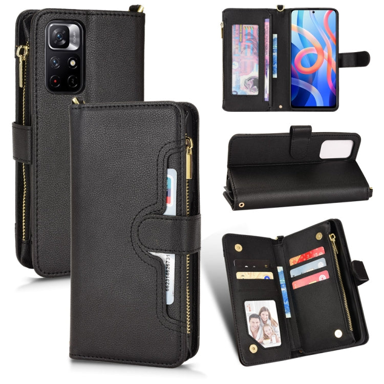 For Xiaomi Redmi Note 11 CN Version/Poco M4 Pro/Redmi 10 Zipper Bag Leather Phone Case