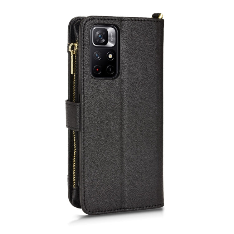 For Xiaomi Redmi Note 11 CN Version/Poco M4 Pro/Redmi 10 Zipper Bag Leather Phone Case