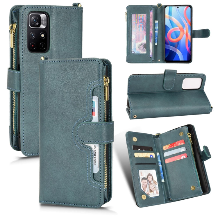 For Xiaomi Redmi Note 11 CN Version/Poco M4 Pro/Redmi 10 Zipper Bag Leather Phone Case