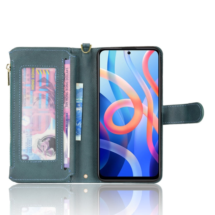 For Xiaomi Redmi Note 11 CN Version/Poco M4 Pro/Redmi 10 Zipper Bag Leather Phone Case