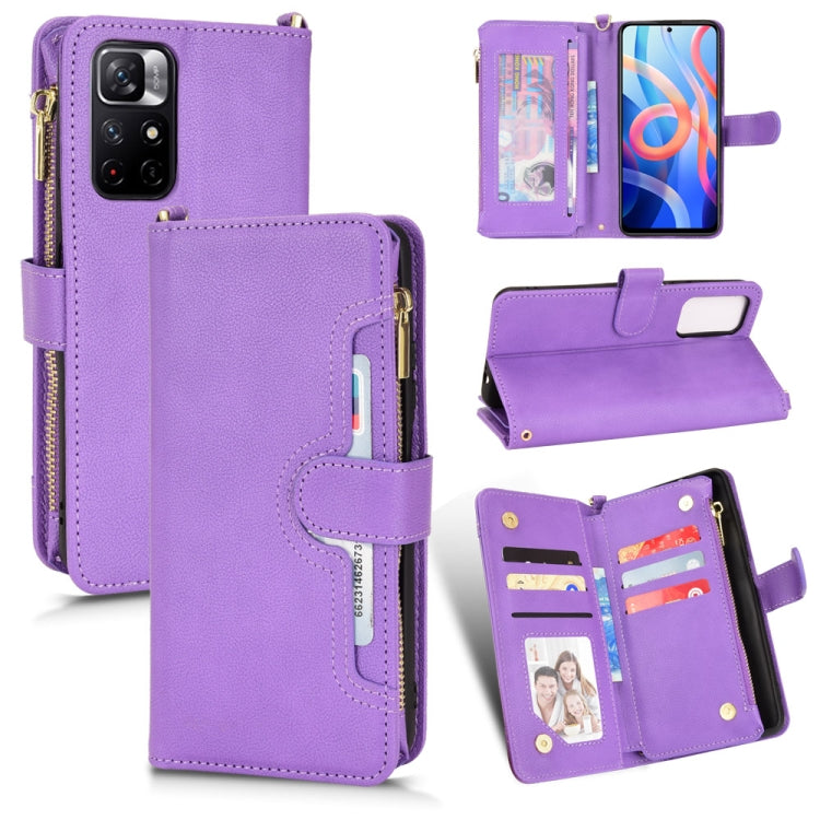 For Xiaomi Redmi Note 11 CN Version/Poco M4 Pro/Redmi 10 Zipper Bag Leather Phone Case
