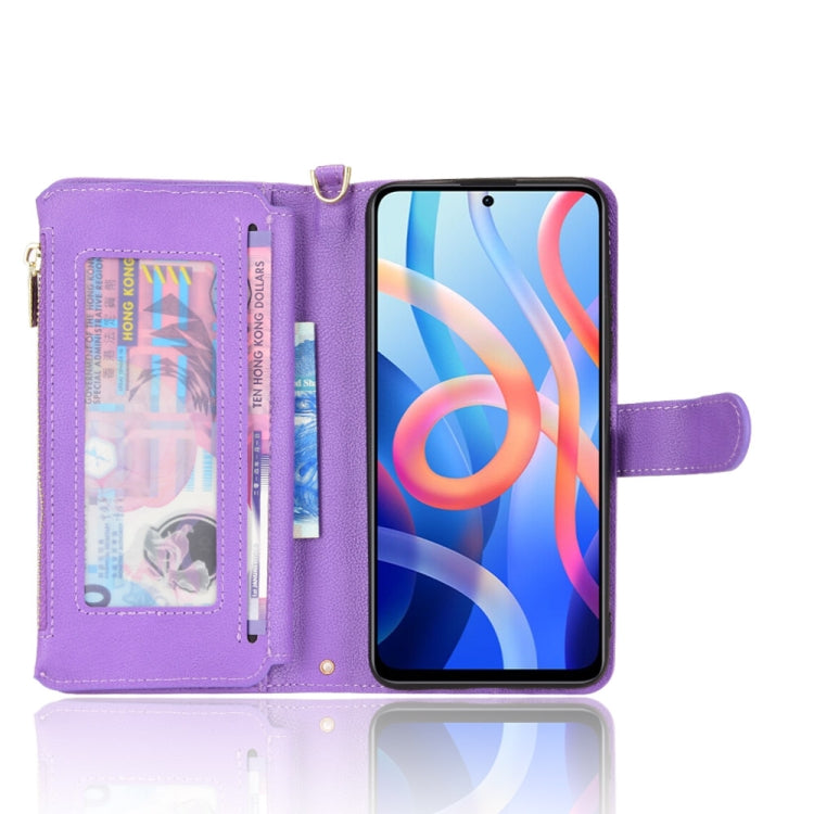 For Xiaomi Redmi Note 11 CN Version/Poco M4 Pro/Redmi 10 Zipper Bag Leather Phone Case