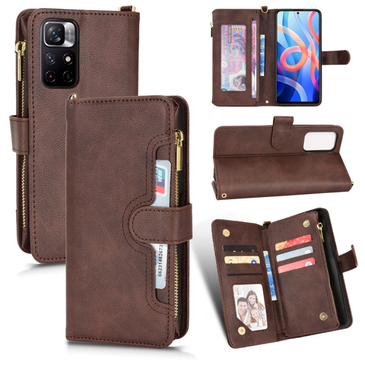 For Xiaomi Redmi Note 11 CN Version/Poco M4 Pro/Redmi 10 Zipper Bag Leather Phone Case