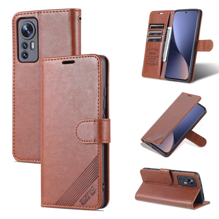 For Xiaomi 12 5G AZNS Sheepskin Texture Flip Leather Phone Case