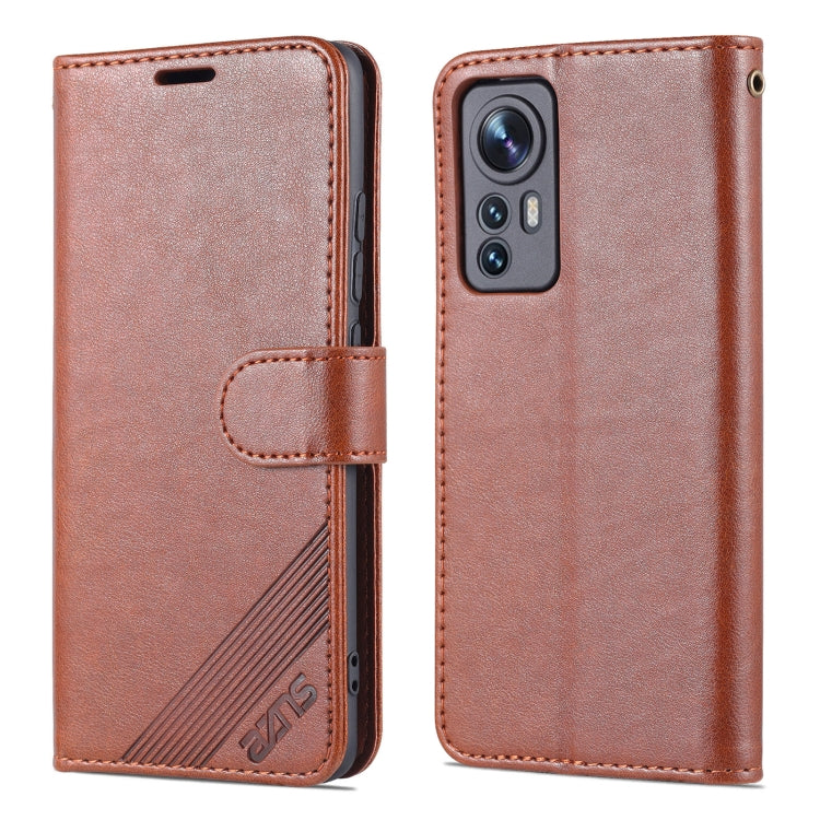 For Xiaomi 12 5G AZNS Sheepskin Texture Flip Leather Phone Case